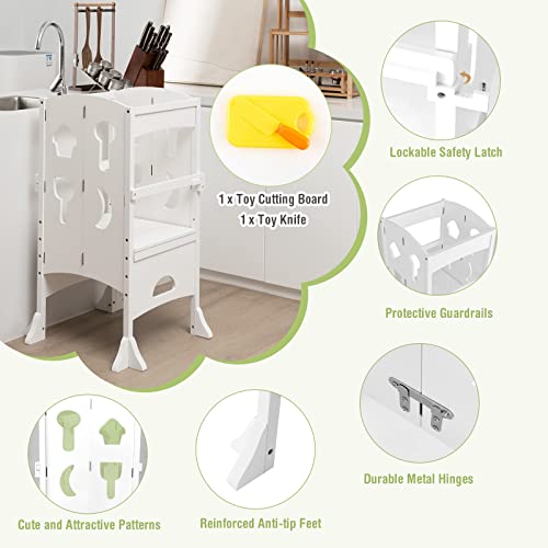 HONEY JOY Kitchen Step Stool for Toddlers, Children Wooden Standing