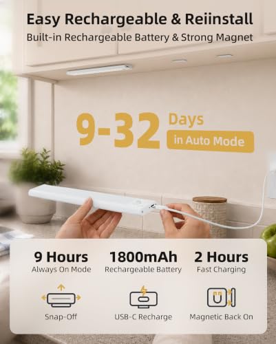 Wireless Under Cabinet Motion Sensor Light 10 Inch 6500K Cool White - 5 Pack