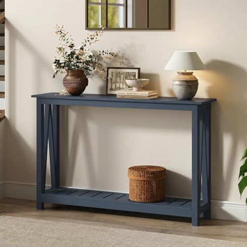 Blue Farmhouse Console Table - Narrow Sofa Entryway Table, 40 Inch Variation