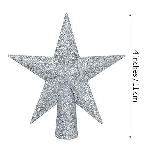 Aneco 2 Pack Glittered Christmas Tree Topper Star Treetop for Small Christmas Tree Decoration or Home Decor, Hard Plastic, 4 inches