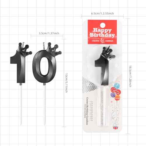 Black Birthday Candles Number 13 Candle, Happy 13th Birthday Cake Topper, 3D Crown Number Candle Birthday Candle, 13 Candle Birthday Boys Girls, Birthday Decorations Black, Black Cake Topper D?cor