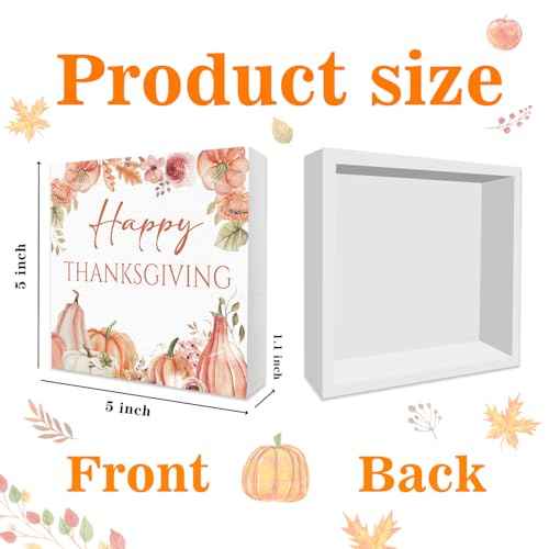 Thanksgiving Gifts, Thanksgiving Fall Decor, Fall Decor, Thanksgiving Decorations for Home, Thanksgiving Wooden Box Sign, Autumn Harvest Thanksgiving Wooden Square Sign, Happy Thanksgiving Day Sign