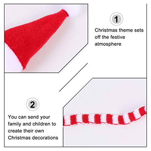 20pcs Mini Santa Hat Knit Christmas Decorations for Dolls Crafts & Gifts