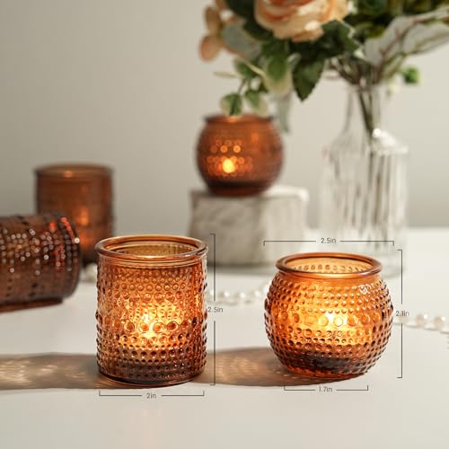 TRIRITE Amber Votive Candle Holders Set 36 Pack with 2 Sizes for Fall & Weddings