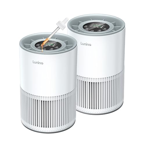 LUNINO 2 Pack Large Room Air Purifiers Up to 1200ft² with HEPA Filter, Aromatherapy & Air Quality Sensor