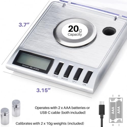 20g Capacity Milligram Scale with Accessories - Precise Gold Jewelry Gem Coin Weighing