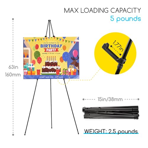 MEEDEN 6-Pack Foldable 63-Inch Art & Sign Display Easel Stands with Bag