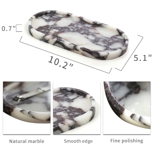 FutureStone 10x5x0.7 Inch Natural Marble Oval Tray - Calacatta Viola Design