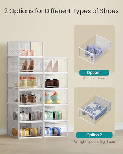 SONGMICS Clear Plastic Shoe Storage Boxes Pack of 18 - Transparent + White Variations