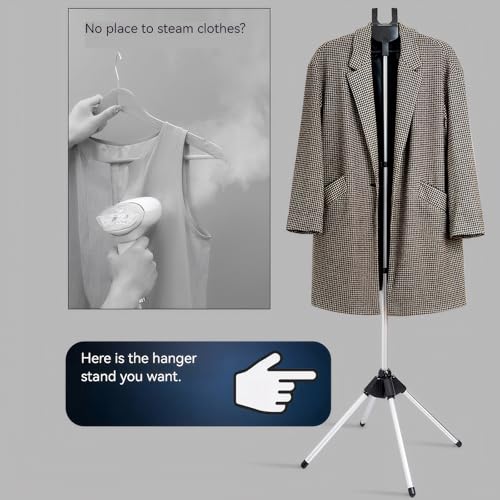 Tingtio Silver Glove & Black Rack Clothes Steamer Stand & Hanger Set