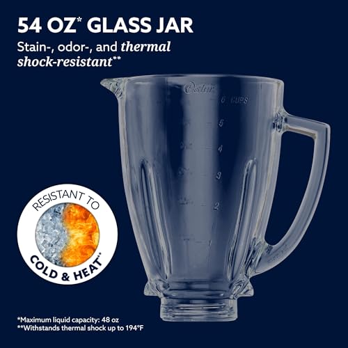 Oster Vortex Glass Blender White 800W Reversible Steel Blades for Smoothies & More