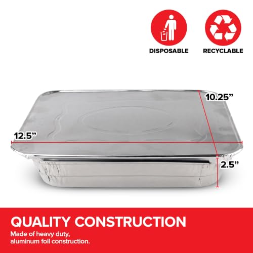 Disposable Aluminum Baking Pans with Lids 9x13 Inch - 30 Pack, Heavy Duty Food Storage & Cooking Trays (Variation of THIS listing)