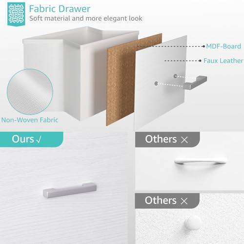 BOLUO White Stackable Fabric Storage Drawers - 15.7 x 21.1 x 16.1 Inches, 2 Pack, Modern Closet Organizer