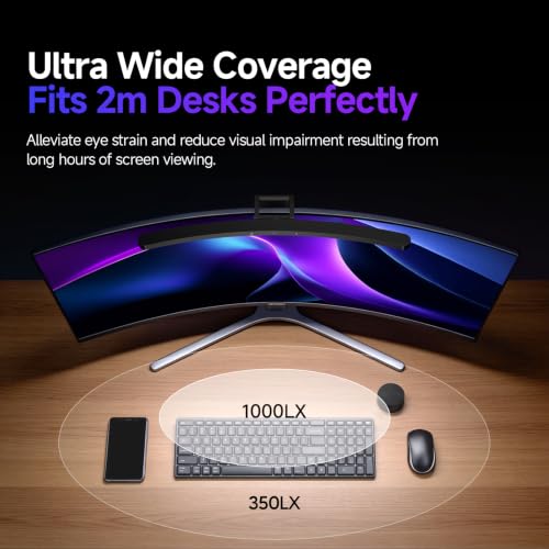 Curved Monitor Light Bar with Sensor, Dimmable Desk Lamp for 34+ Curved Screens