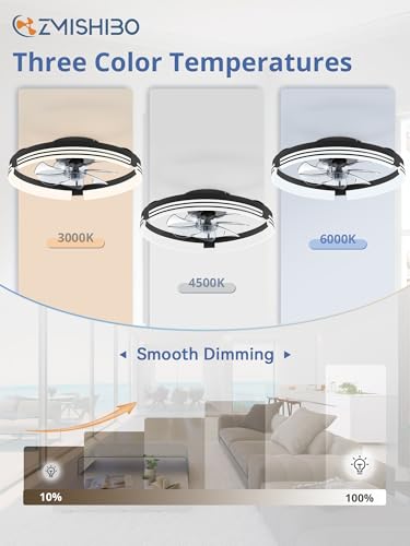 Black 20-Inch Low Profile Ceiling Fan with Lights & Remote Control