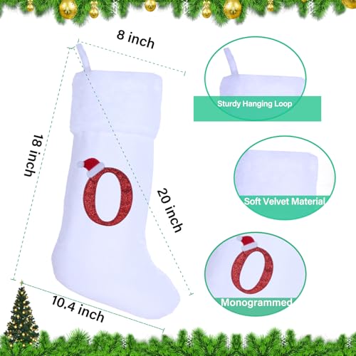 Sailup 20 Inch Monogram Christmas Stocking with Letter O - White Velvet & Plush Cuff