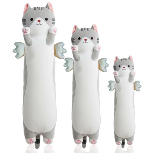 Long Cat Plush Pillow, Cute Stuffed Animal Body Pillow with Wings,