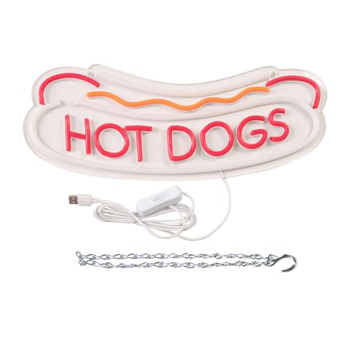Balanar Hot Dogs Neon Sign for Wall Decor - LED Business Sign for Fast Food Shop, Christmas, Birthday Gift - 16.1x6.3 inches