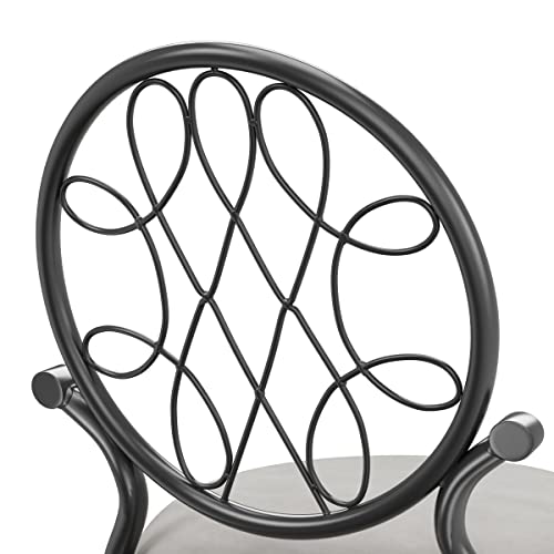 Hillsdale O'Malley Vanity Stool with Spiral Pattern & Metallic Gray Fabric
