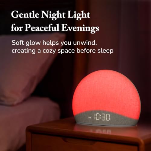 Sunrise Alarm Clock with Bluetooth Speaker & FM Radio – Gentle Wake & Night Light