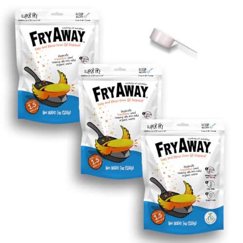 FryAway Super Fry Oil Solidifier 3-Pack - 4.5 Gallons, Plant-Based, Made in USA