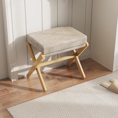 BAMBOOHOMIE Foldable Bamboo Foot Stool with Thick Foam Cushion - Natural Brown