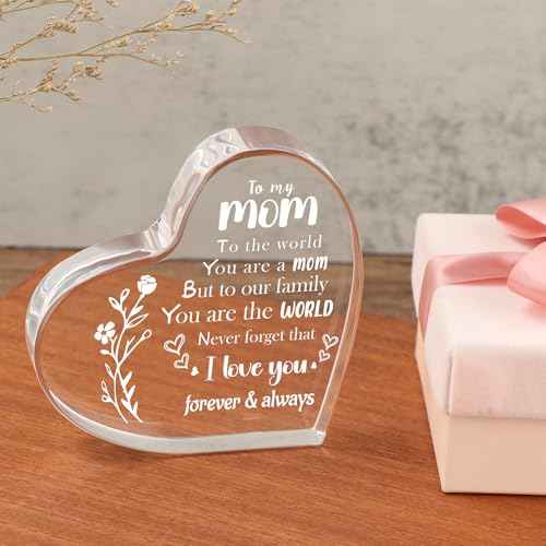 Gifts for Mom, I Love You Mom Birthday Gifts - Mother Acrylic Keepsake 3.9x3.9 Inch, Unique Mother's Day Christmas Birthday Gift for Mom from Daughter Son