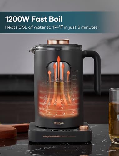 INTASTING Electric Kettle with Infuser - 1L, Dark Gray, Precise Temp Control