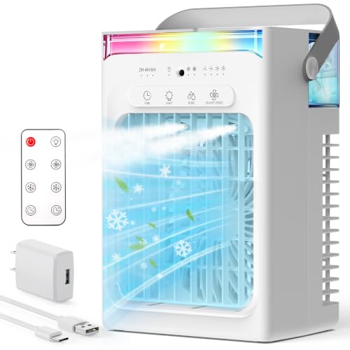 Mini Evaporative Cooler, Mist Fan Portable Air Conditioners, White