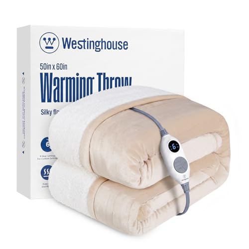 Westinghouse Heated Throw Blanket 50x60 Beige Electric Blanket ETL Certified