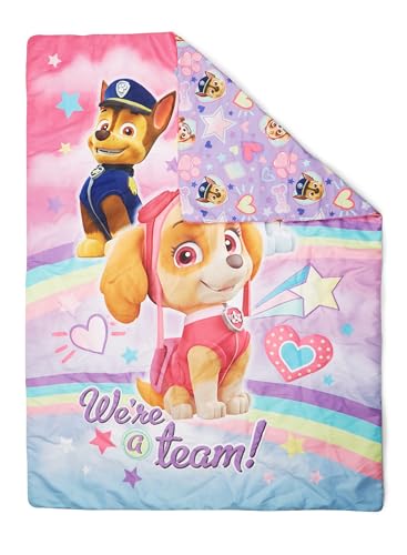 Paw Patrol Skye 4-Piece Toddler Bedding Set - Includes Comforter, Sheets & Reversible Pillowcase, Pink, Adventure Theme