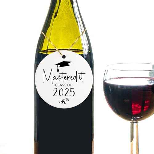 Class of 2025 Graduation Gifts for Her Him Ceramic Ornament Keepsake Sign Round Plaque Graduation Ornaments Graduation Gifts for Women Men Masters Degree Graduation Gifts