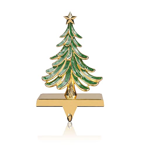JUSTOTRY Christmas Stocking Holders for Mantle Gold & Green Xmas Tree Decoration