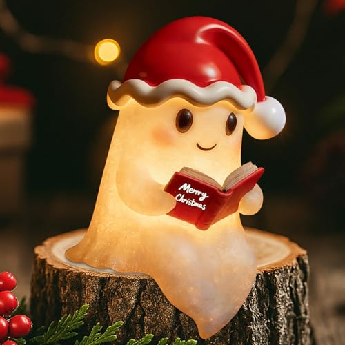 QETRABONE Christmas Ghost Reading Book Lamp - Christmas Ghost Figurine