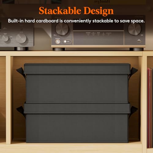 Lifewit 4 Pack DVD Storage Box Set with Lid - Stackable, Holds 100 DVDs, 15.7 x 7.9 x 6.3 Inches