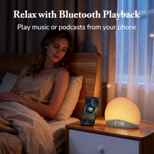 Sunrise Alarm Clock with Bluetooth Speaker & FM Radio – Gentle Wake & Night Light