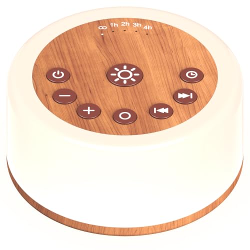 ColourNoise Wooden Grain Sleep Sound Machine with 30 Soothing Sounds & 12 Color Night Lights for Baby & Kids