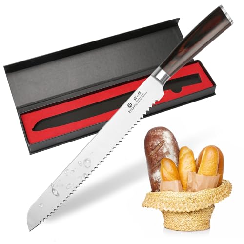 imarku 10-Inch Dark Brown German High-Carbon Stainless Steel Bread Knife – Professional Slicing Tool