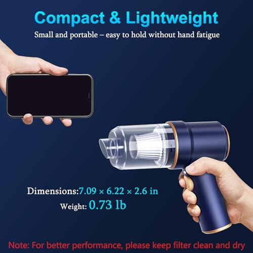 KMM Handheld Car Vacuum Cleaner & Air Duster - Blue, Portable 2-in-1