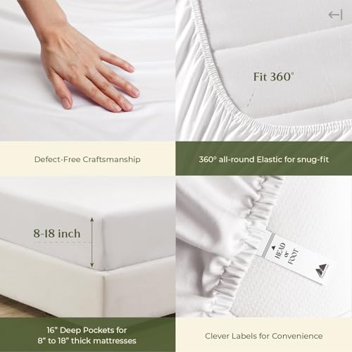 Mayfair Linen Egyptian Cotton King Sheets Set 600 Series Voyage Collection White - Deep Pocket, Soft & Cooling, 4 Pieces, Variation King / 01