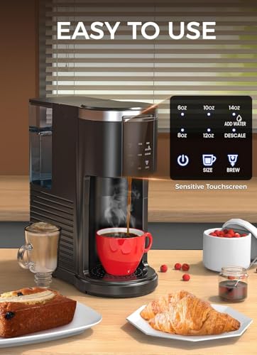 LED Touch Single Serve Coffee Maker - 2 in 1 Capsule & Ground Brew, 40oz Removable Tank