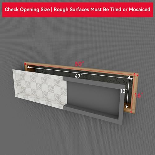 12x46 Inch Waterproof Shower Niche - Embedded Design for Bathroom Tiles