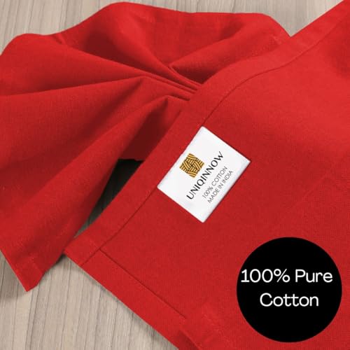 UNIQINNOW Red Cotton Cloth Dinner Napkins Set of 12 - 17x17 Inch, Washable & Durable