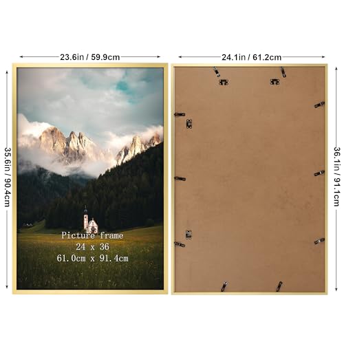 Giftgarden 24x36 Poster Picture Frame Gold, Textured Metal 36x24 for