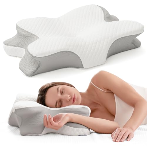 White Cervical Pillow for Neck Pain Relief & Better Sleep - Ergonomic Memory Foam