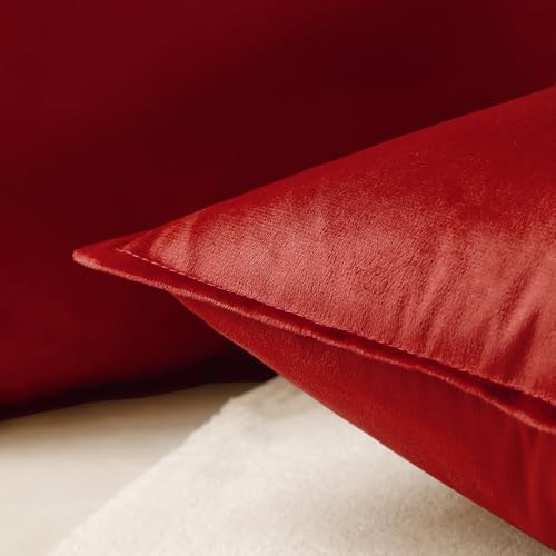 VAKADO Christmas Red Throw Pillow Covers Velvet 20x20 Set of 2