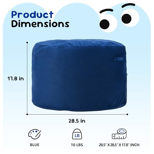 Hobestluk 2.5ft Velvet Bean Bag Chair for Kids Medium Blue