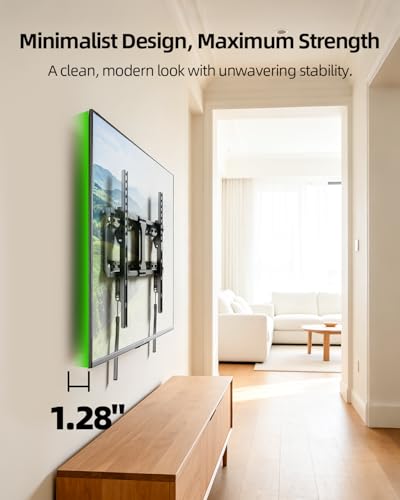 Low Profile TV Wall Mount for 42-95 Inch Flat & Curved Screens - Max 132 lbs, VESA 600x400mm, Fits Studs
