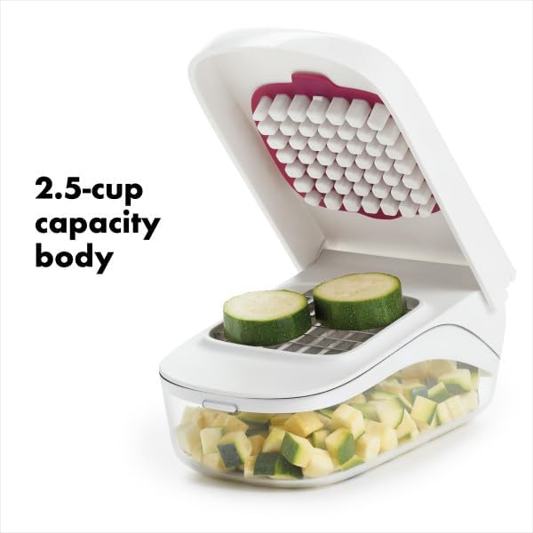 OXO Good Grips Vegetable Chopper - Effortless Onion Cutting with Easy Pour Opening | White