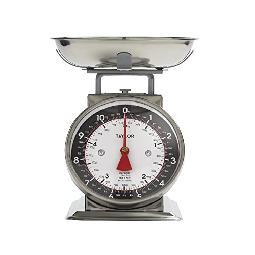 Small Black Taylor Vintage Mechanical Kitchen Scale - 11 lb Capacity, Silver